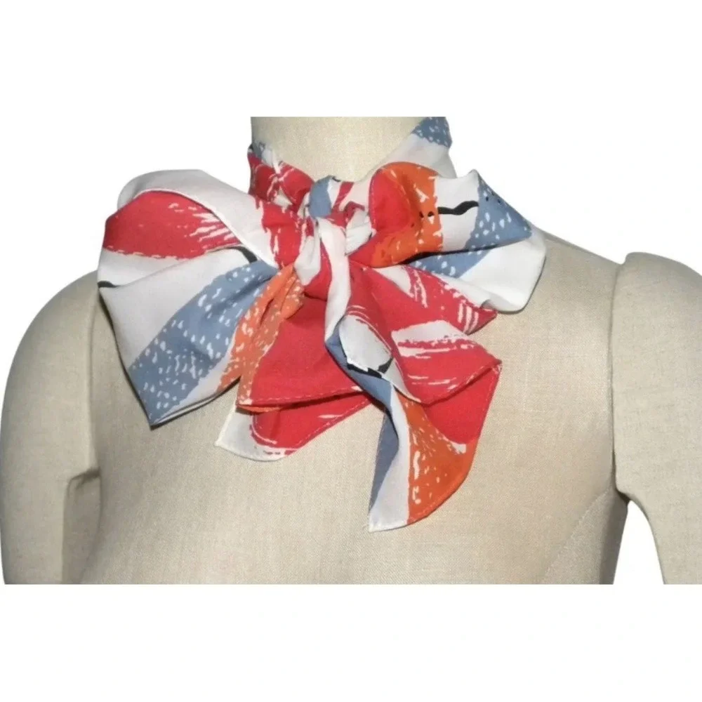 Vintage 80s‎ Avon Scarf Red Blue Brushstroke Print 52